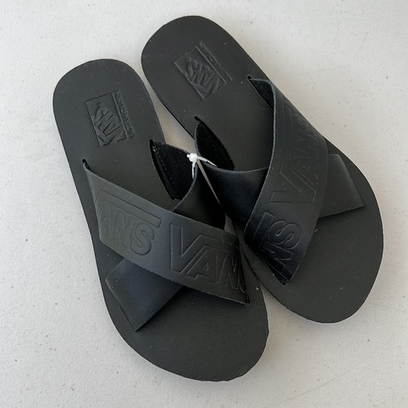 VANS Leather Cross Strap Slippers - Picture 2 of 5
